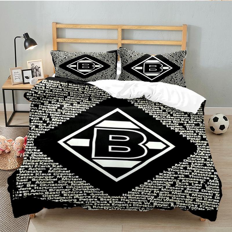3PCS Green Black Borussia Bedding set,Ideal For1pc Duvet Cover And 2pcs Pillowcases Perfect for Christmas gift,Ideal for Bedroom, Dormitory