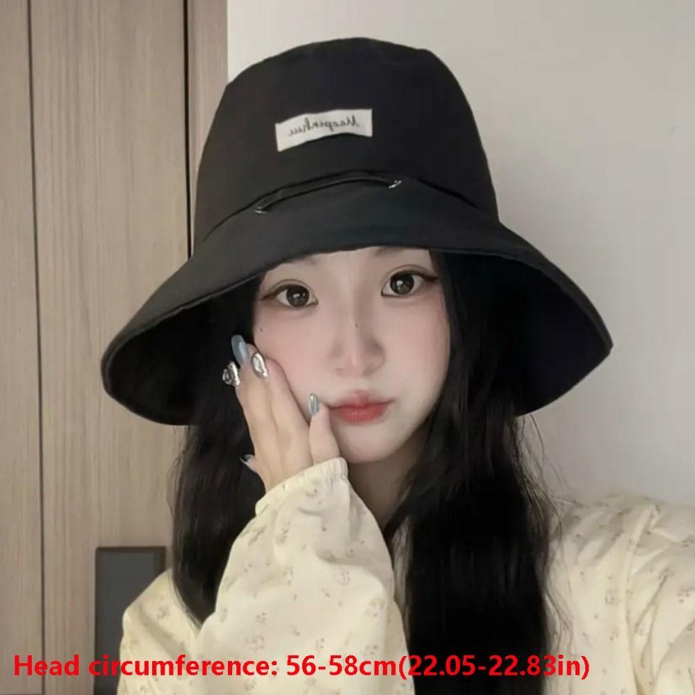 Korean Style Sun Bucket Hat Drawstring Bag Outdoor Fishing Cap Candy Color Fisherman Hat Climbing