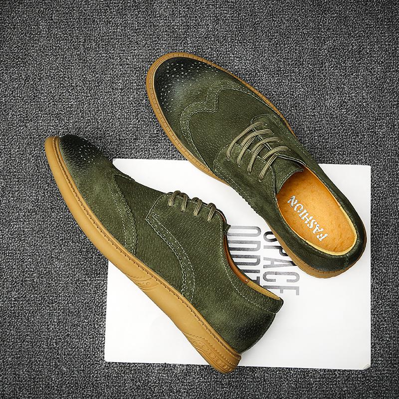 Men's Brogues Shoes Casual Suede Leather Oxford Shoes For Men Flats Shoes