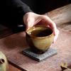Coarse Pottery Wood-Fired Ceramic Tea Tasting Cup - Retro Single Gongfu Tea Bowl.