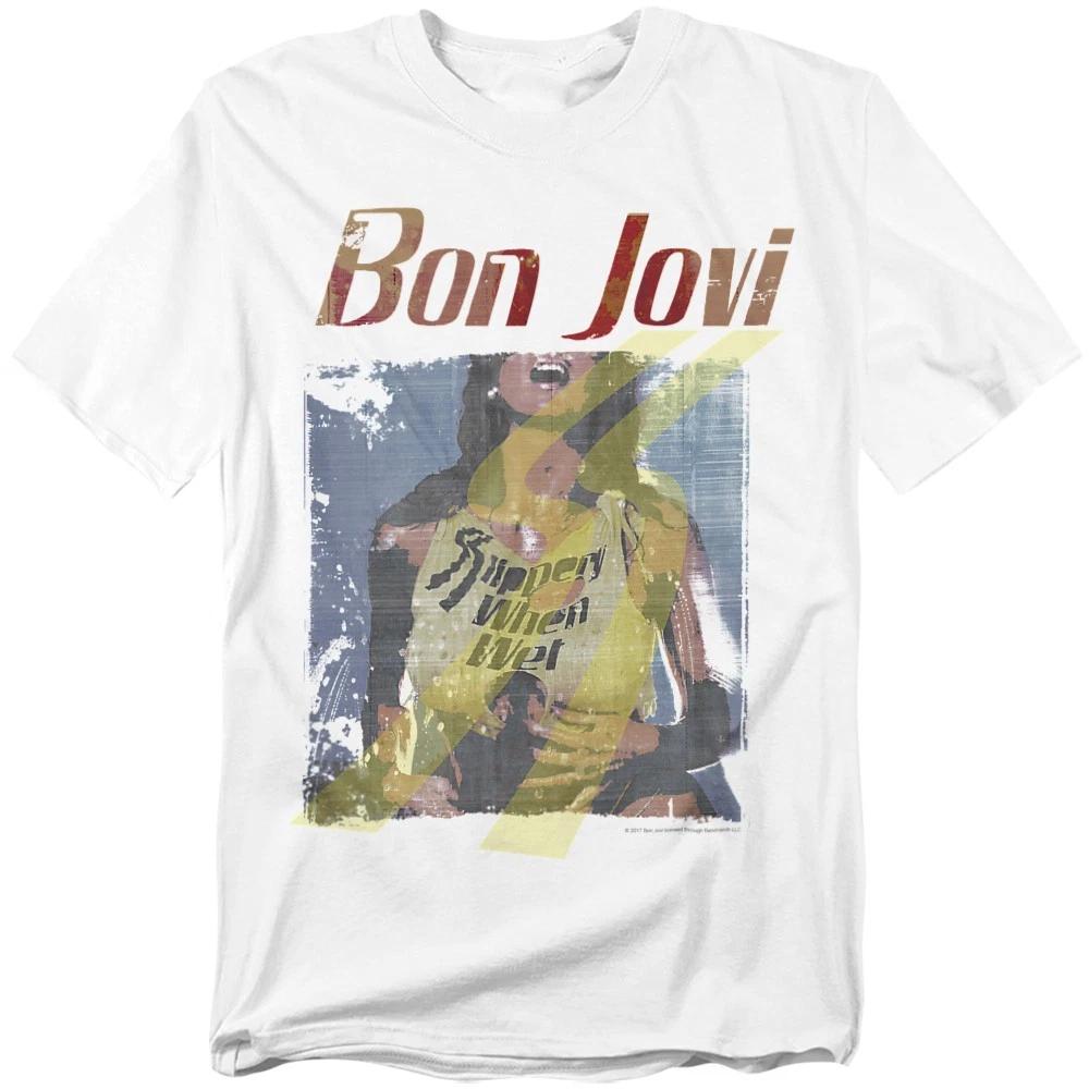 

Футболка Bon Jovi Slippery When Wet Girl 100% Бавовна Чоловічі Футболки Топ S-3XL, Білий L