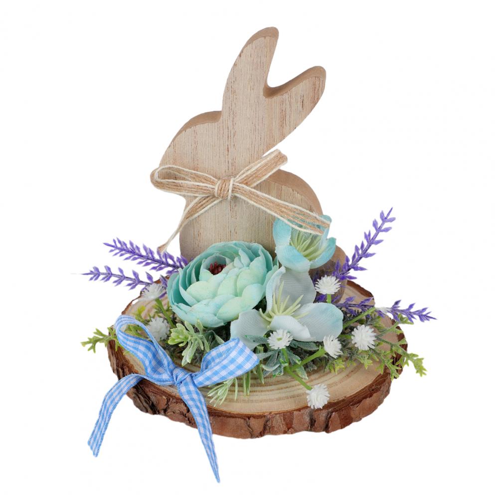 Cute Rabbit Easter Bunny Ornament Wooden Easter Decoration Easter Bunny Wooden Sign Decor Spring Flower Desktop Ornament Tiered