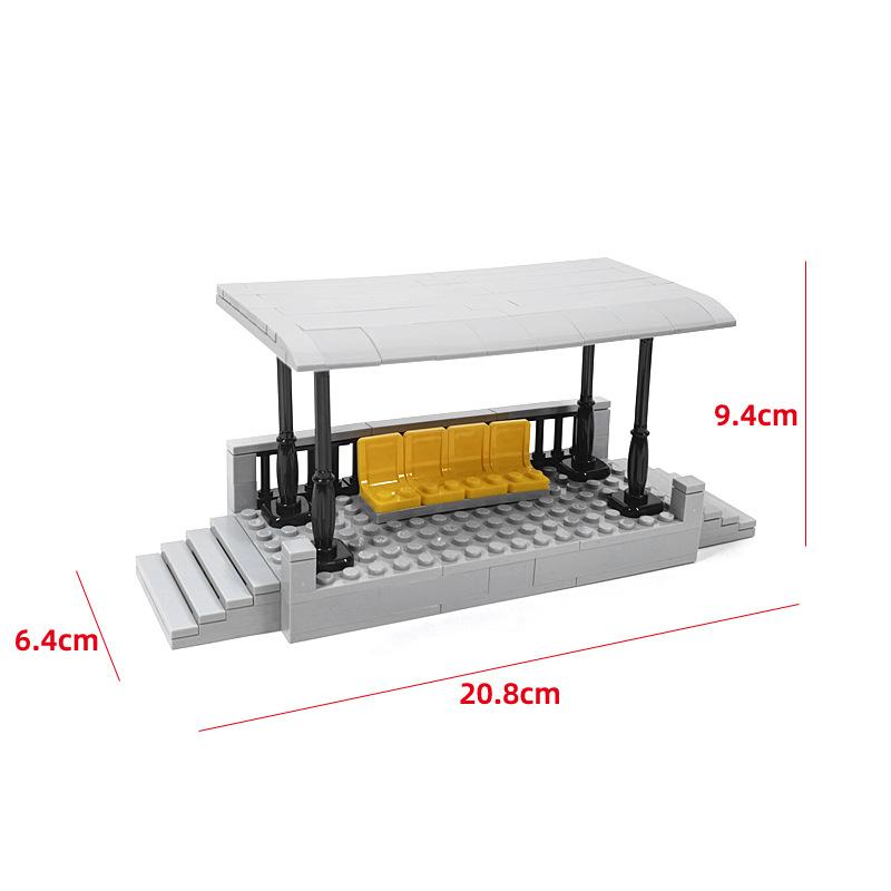 

Маленькие детали собирают части железной дороги, строительные блоки, платформы, автобусные остановки и собирают игрушки