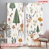 2pcs,2D Plane Printing Print Curtains Cute Woodland Animals Forest Seamless Durable 100% Polyester Fabric (without Rod)