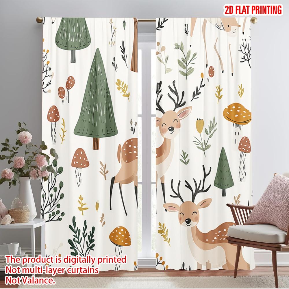 

2pcs,2D plane printing Print Curtains Cute woodland animals forest seamless Durable 100% Polyester Fabric (without rod) 52.50×116.00 CM 2pcs