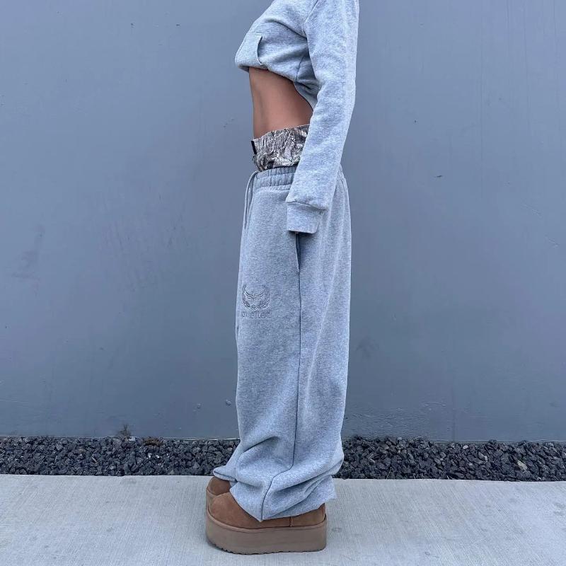 European and American Street Double Waisted Spliced Hip-hop Casual Embroidered Sports Pants
