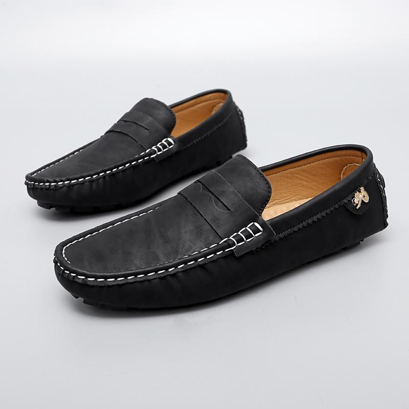 

Men Business Casual Shoes Handmade Artificial Leather Men s Loafers Shoes Slip on Flats Soft Comfort Male Driving Shoes 48 чёрный