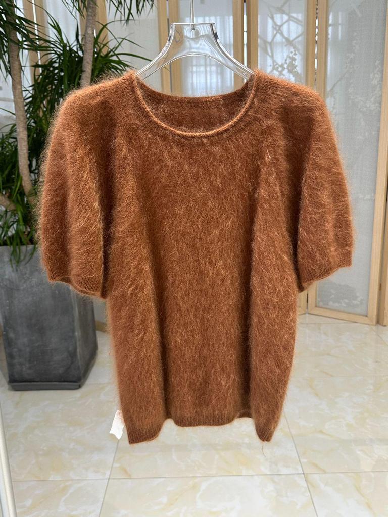 26 A/W Cashmere & Silk Wool Brushed Puff Sleeve Short-Sleeve Pullover