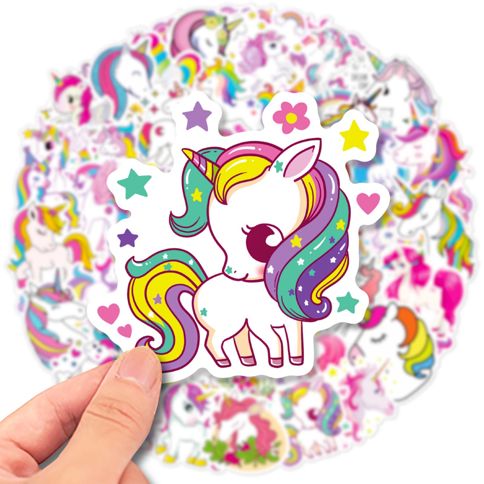 

50 Unicorn Stickers: Cute Rainbow Horse Decals for Suitcases & Notebooks