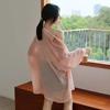 White Transparent Chiffon Blouse Chic Women Summer Oversize Puff Long Sleeve Shirt Korean Style Cardigan Basic Sheer Top