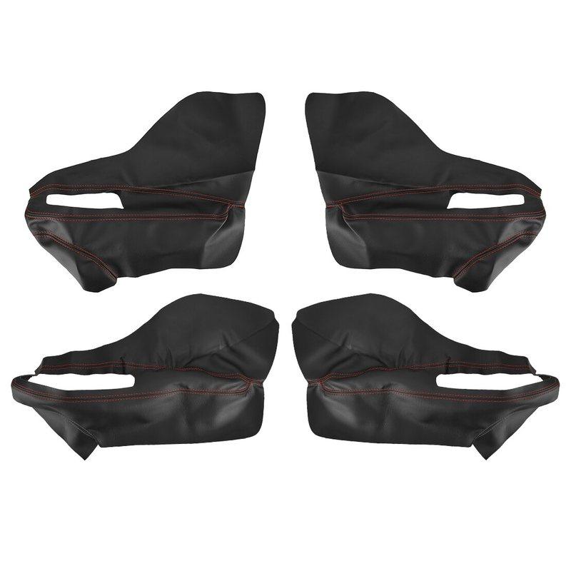 Interior Door Armrest Panel Trim Cover Microfiber Leather fit for Jeep Renegade 2015 2016 2017 Black With Red Lines
