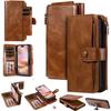 For iPhone 16 Plus Magnetic Case Detachable PU Leather Zipper Wallet Cover