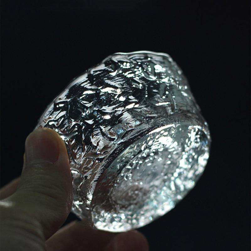 1pc Tea Bowl Thickened Heat-resistant Household Glass Kung Fu Teacup Hammer Pattern Tea Cup Master Cup Single Cup Crystal