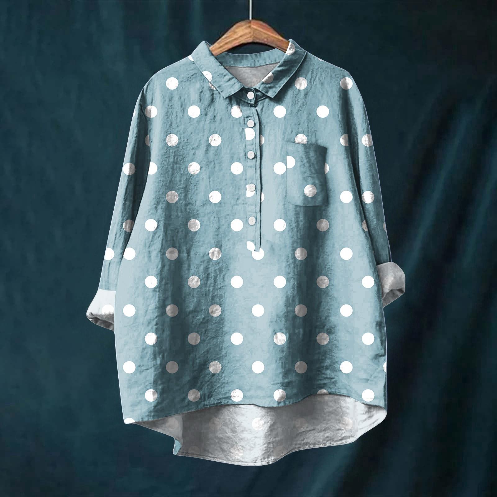 

Женская рубашка с длинным рукавом на пуговицах, ретро геометрический принт, повседневный неровный подол, рубашечный воротник, топ L