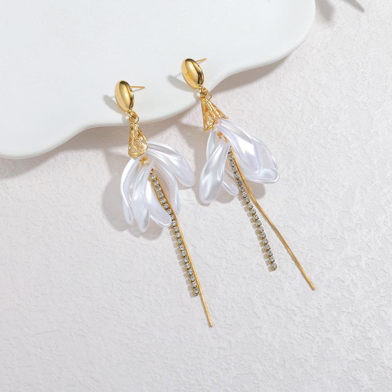 18k Gold Long Tassel Earrings for Women - Stainless Steel, Fashionable Simple Titanium Steel Design, High-End Niche Style.