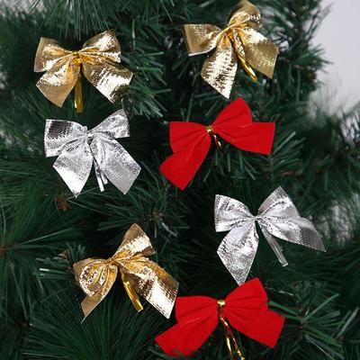 48Pcs Decorative Christmas Bowknot Ornaments DIY Craft Fluffy Christmas Hanging Decorations Handmade Colorful