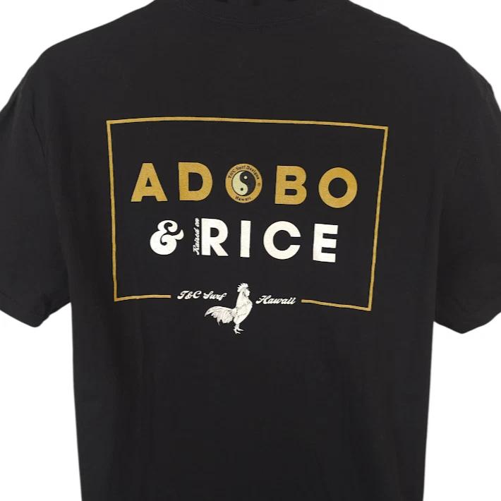 T&C Surf Designs T Shirt Mens Size Large Black Raised On Adobo & Rice Hawaii L