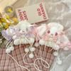 Handmade Hanging Lolita Ear Rabbit Bag Butterfly Bow Pearl Shoulder Strap Design