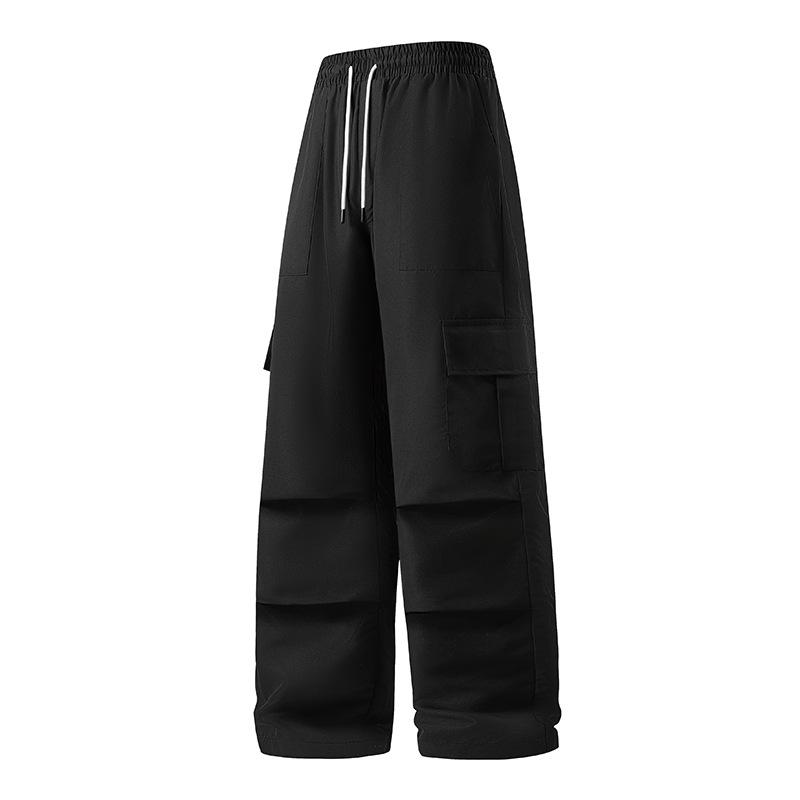 American wide-leg versatile wear-resistant men's loose straight-leg pants spring and autumn two-color casual overalls