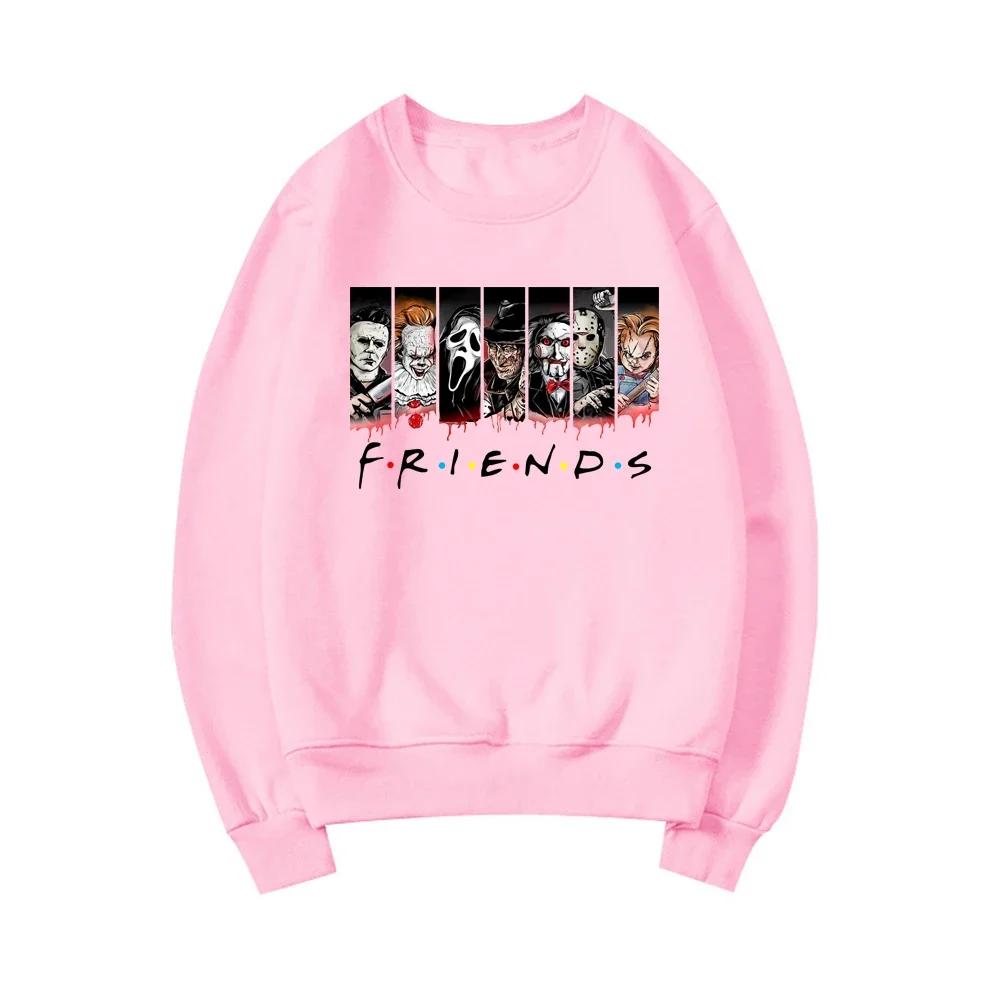 Friends Halloween Sweatshirt Horror Movie Hoodie Horror Movie Killers Sweatshirt Spooky Season Pullover Women Graphic Hoodies