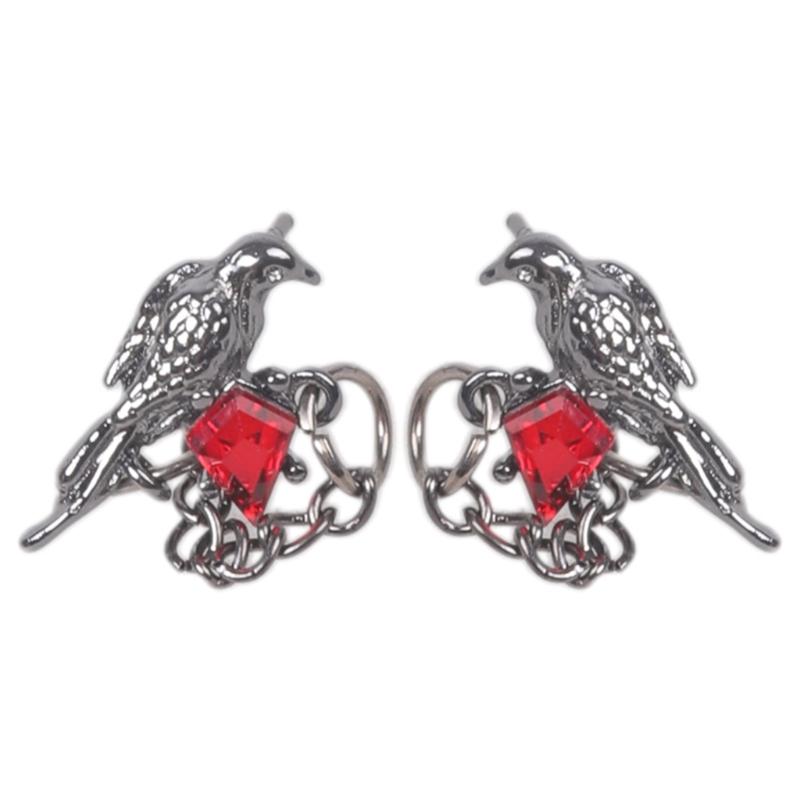 

Fashionable Crow Accent Studs Mysterious Crow Design Earrings Unique Ear Studs Jewelry For Trendsetters 1