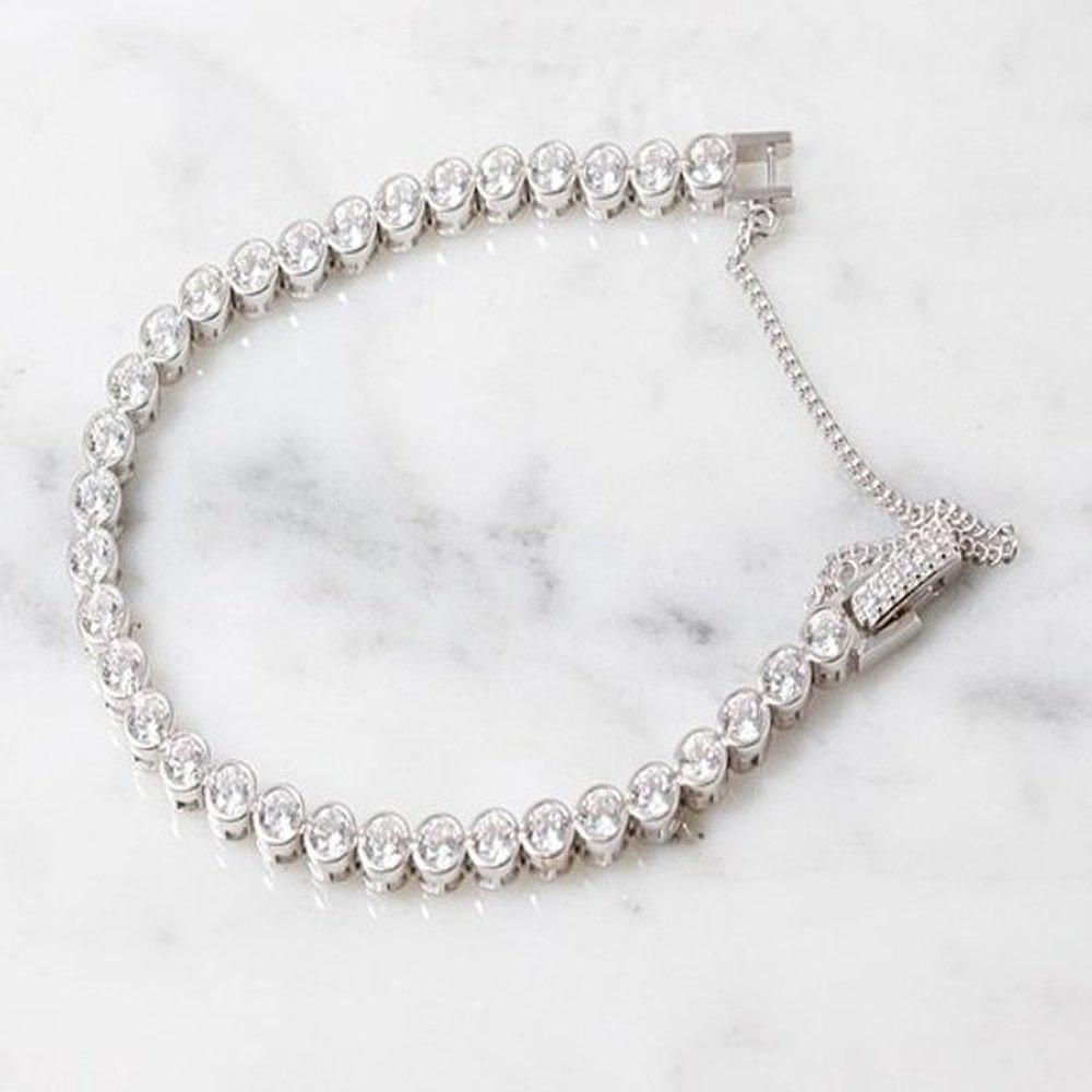 Round 6mm Tennis Cubic Silver Bracelet Thick Circular 925 Sterling Silver High Quality