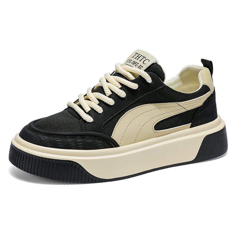 

Men s shoes new spring and autumn leisure sports flat baseplate shoes men s students thick-soled low-top breathable color matching trendy shoes 44