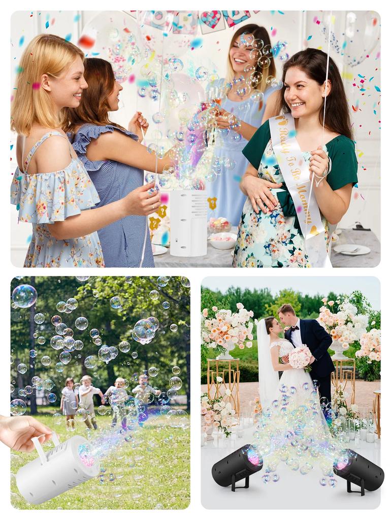 Non-Toxic Bubbles Machine Handheld With Light Eletric Automatic Bubble Soap Blowing Toy Children Indoor Outdoor Wedding Party Props Game