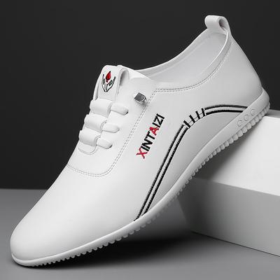 Męskie buty wiosna i jesień nowe miękka skóra miękka podeszwa ochraniacz na stopę białe buty męskie biznesowe casual skórzane buty PU brytyjskie oddychające buty