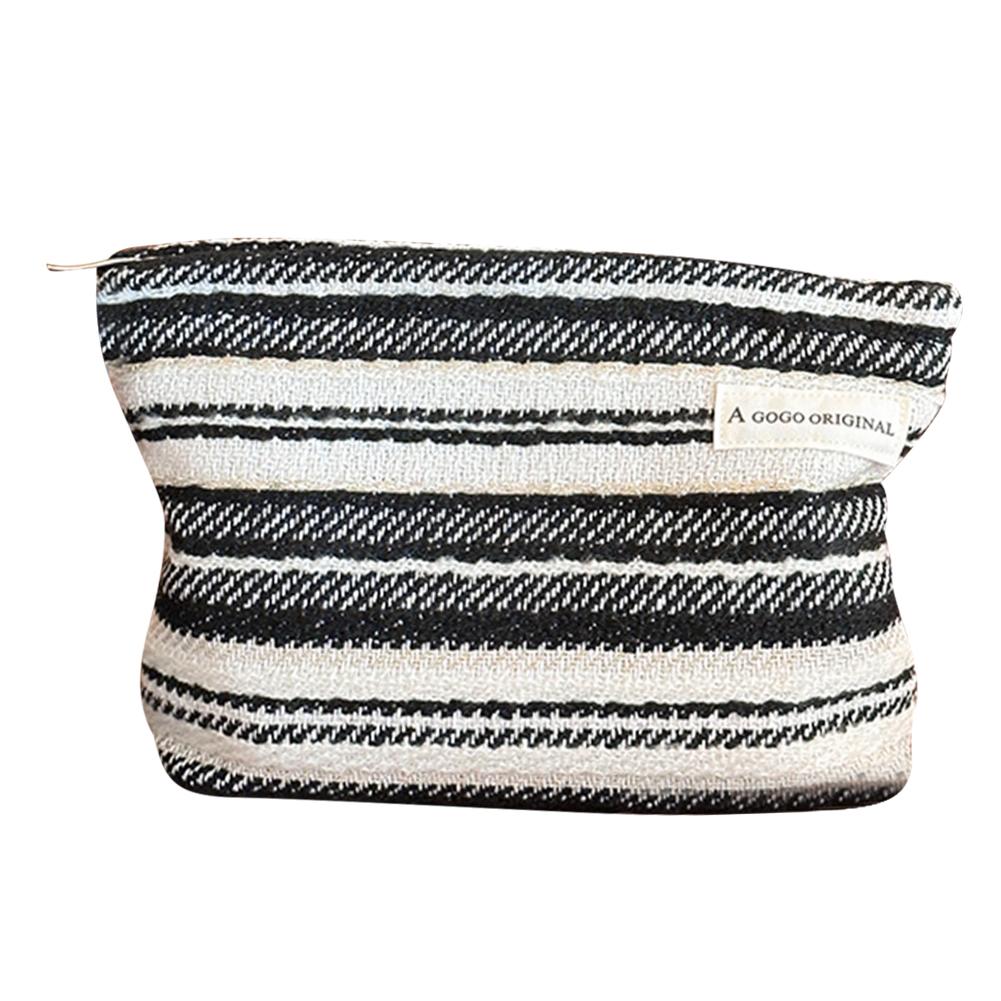 Stripe Weave Cosmetic Bag Large Capacity Cosmetic Toiletry Bag for Holiday Gifts