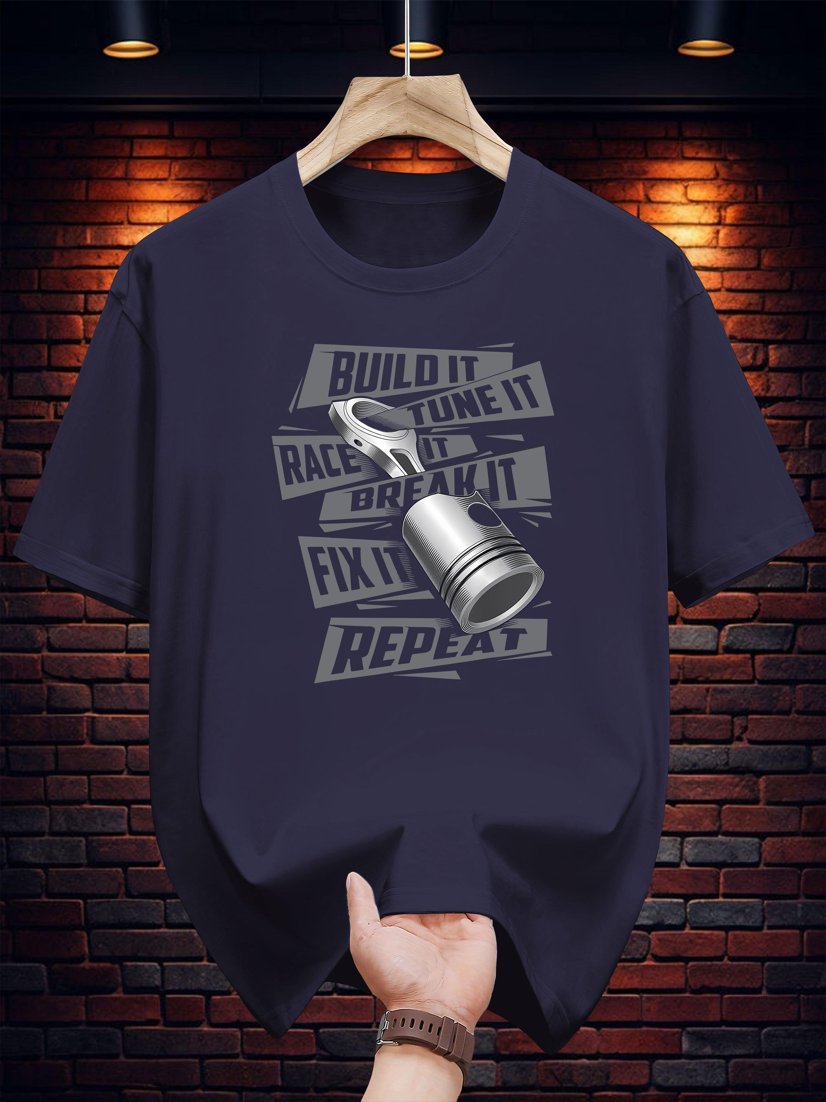 Graphic Print T-shirt -  Build It Race It Fix It Repeat  Automotive Design XXL