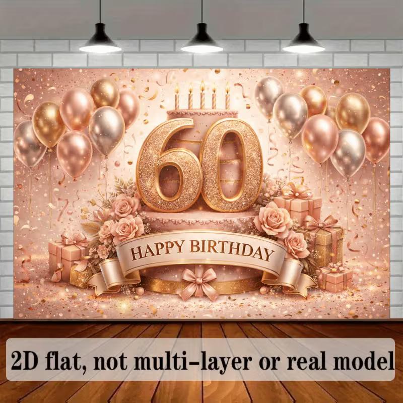 Sfondo 2D Buon 60° Compleanno Floreale Regalo Photo Booth