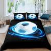 Soccer Duvet Cover Set King Queen Full Size Football Pattern Polyester Comforter Cover For Kids Teens Soccer Lover Bedding Set
