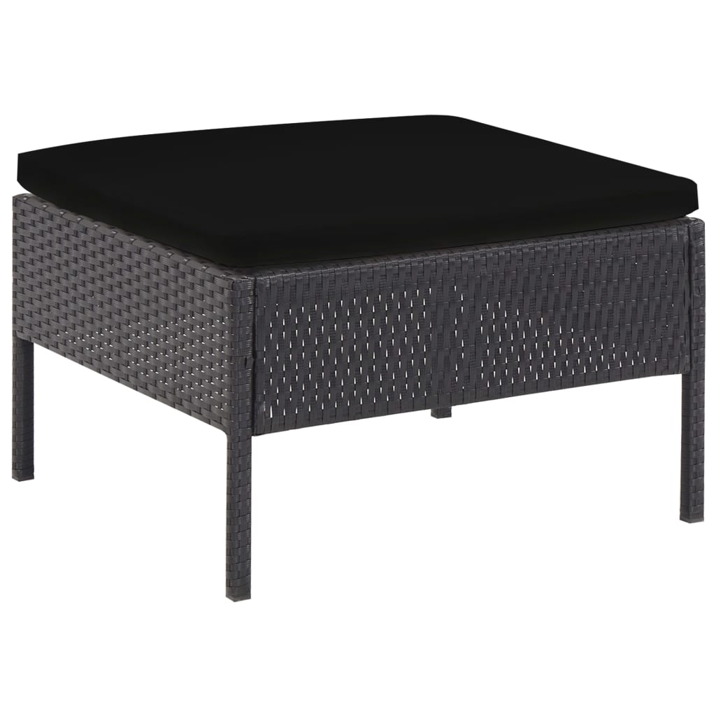 5 Piece Garden Sofa Set with Cushions Poly Rattan Black