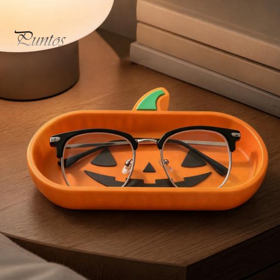 Desk Accessories for Office 3D Printed Pumpkin Glasses Storage Tray, Decorative Desktop Organizer Halloween Home Decor Sunglasses Keys & Jewelry,