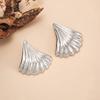 Design Hollow Ginkgo Leaf Metal Earrings, Fashion Shell Pattern Ear Studs For Women