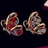 Fashion Women Rhinestone Butterfly Shape Stud Earrings Celebrity Eardrop Jewelry ARI