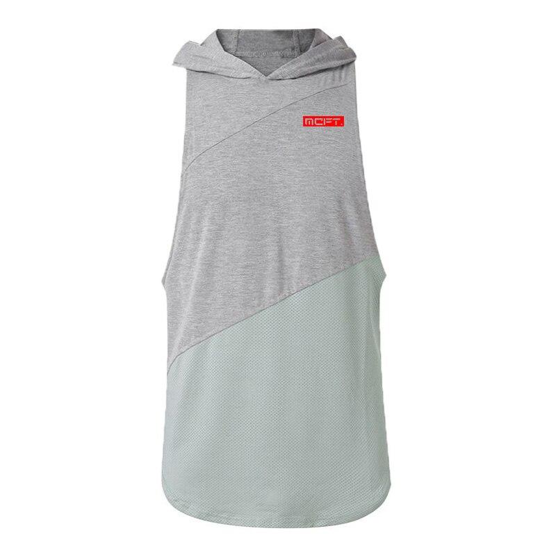 Muscleguys Youth Hip Hop Vest Summer Men's Fashion Fitness Hooded Sleeveless Loose T-shirt Musculation