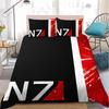 M-Mass Effect N-N7 Poszewka na kołdrę Poszewka na poduszkę Komplet pościeli dla Chłopców Dorosłych Dekoracja Sypialni Rozmiar Pojedynczy/Podwójny/Queen Duży Rozmiar Prezent
