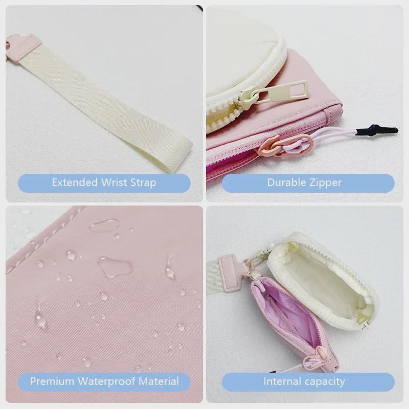 Lulu Multifunctional Waterproof Nylon Wrist Bag: Stylish Double-Pocket Coin, Card Purse & Key Chain.