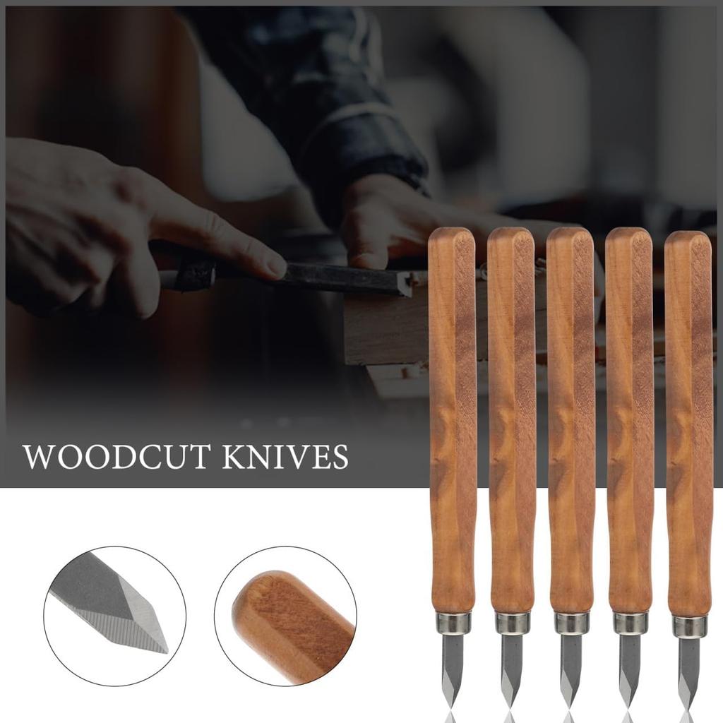 DOITOOL 5 Pcs Wood Carving Knives Kit, Dual Double Bevel Marking Woodworking, Wood Whittling Knives Woodworking Scribe Tool, Wood Carving Tools for