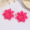Fashion and Fresh Candy Color Spray Paint Stud Earrings Temperament Versatile Vacation Style Three-layer Flower Earrings Gold Stamen Earrings