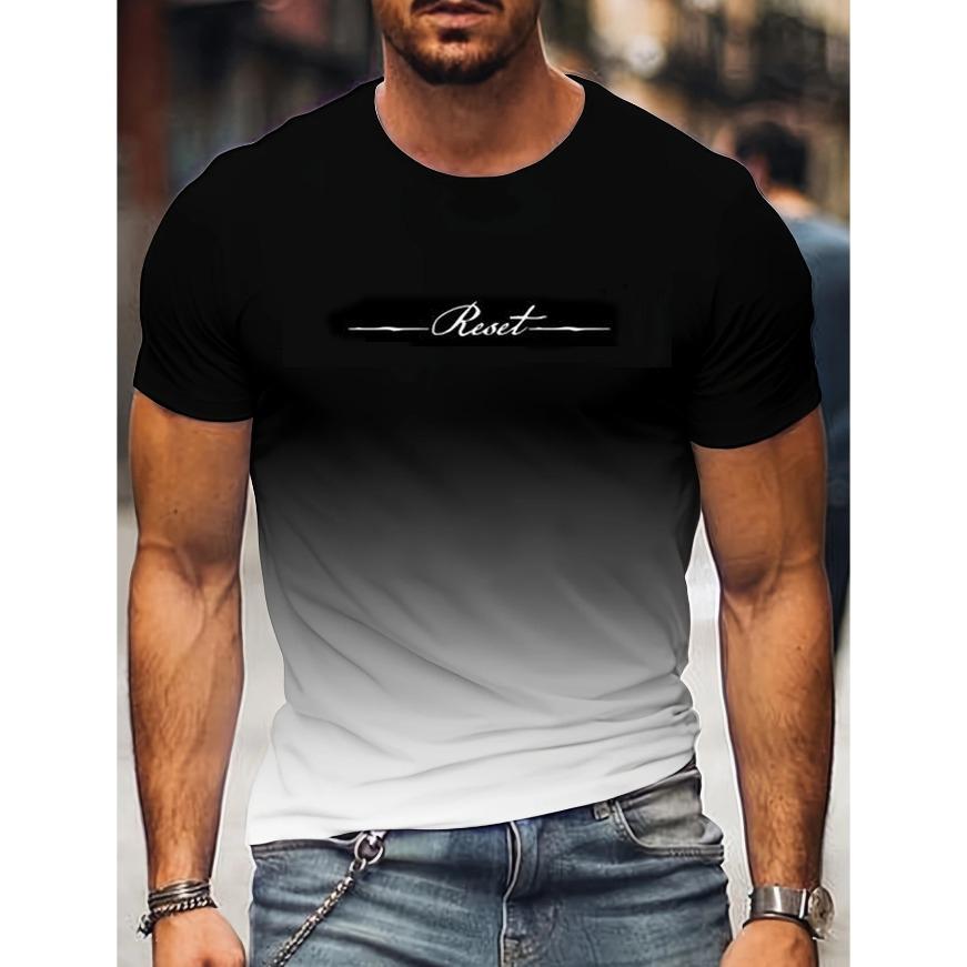 Tricou cu Mânecă Scurtă cu Imprimeu Alfabet Îmbrăcăminte Casual de Weekend pentru Gât Rotund Gradient Bărbați și Adolescenți Stațiuni de Vacanță Primăvară/Vară/Toamnă