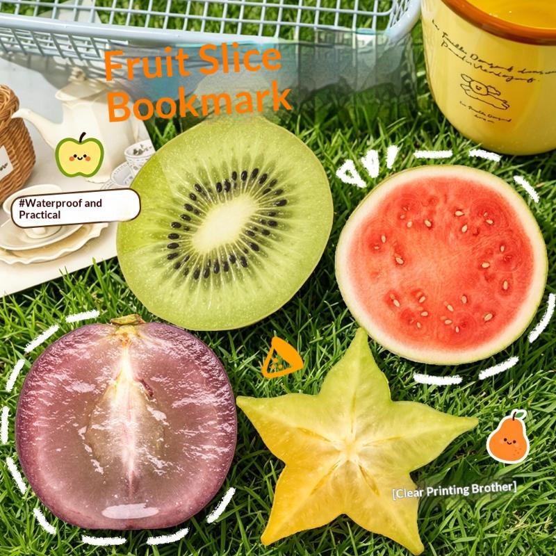 Cute Strawberry Bookmarks Creative Fruit Slice Acrylic Transparent Page Markers Ins Style Fruits Reading Mark Reading Accessory