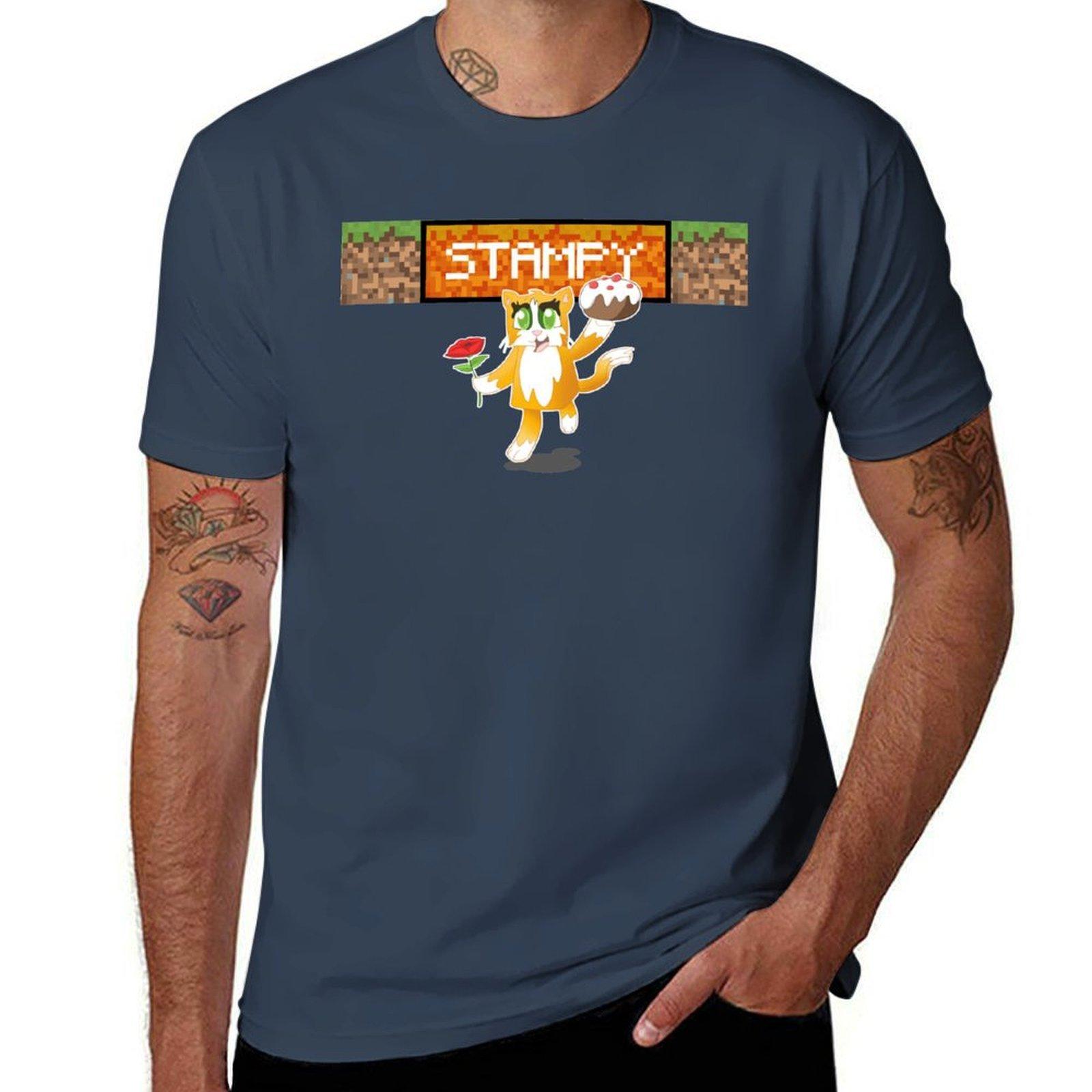 Stampy Cat with Cake TShirt Work Utility Casual Tee Shirt S
