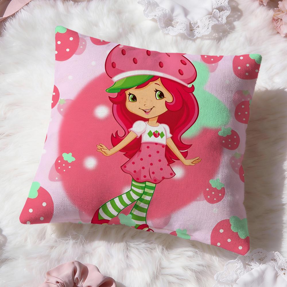 s-Strawberry Shortcake Cushion Cover Premium Comfort Reversible Pillow Cove -Two in One Design for Any Room & Car Interior