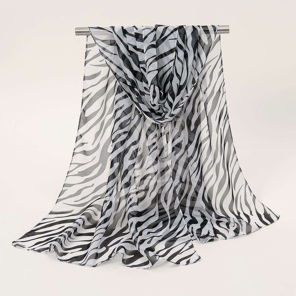 

Newest Zebra Strip Chiffon Scarf Women Printed Shawl Scarf Fashion Printed Headscarf Pashmina Lady Hijab Shawl