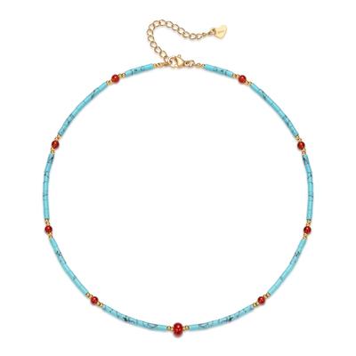 Turquoise Onyx Necklace for Handmade Summer Beaded Natural Stone Jewelry [Stjarna] Women, Choker, Necklace,