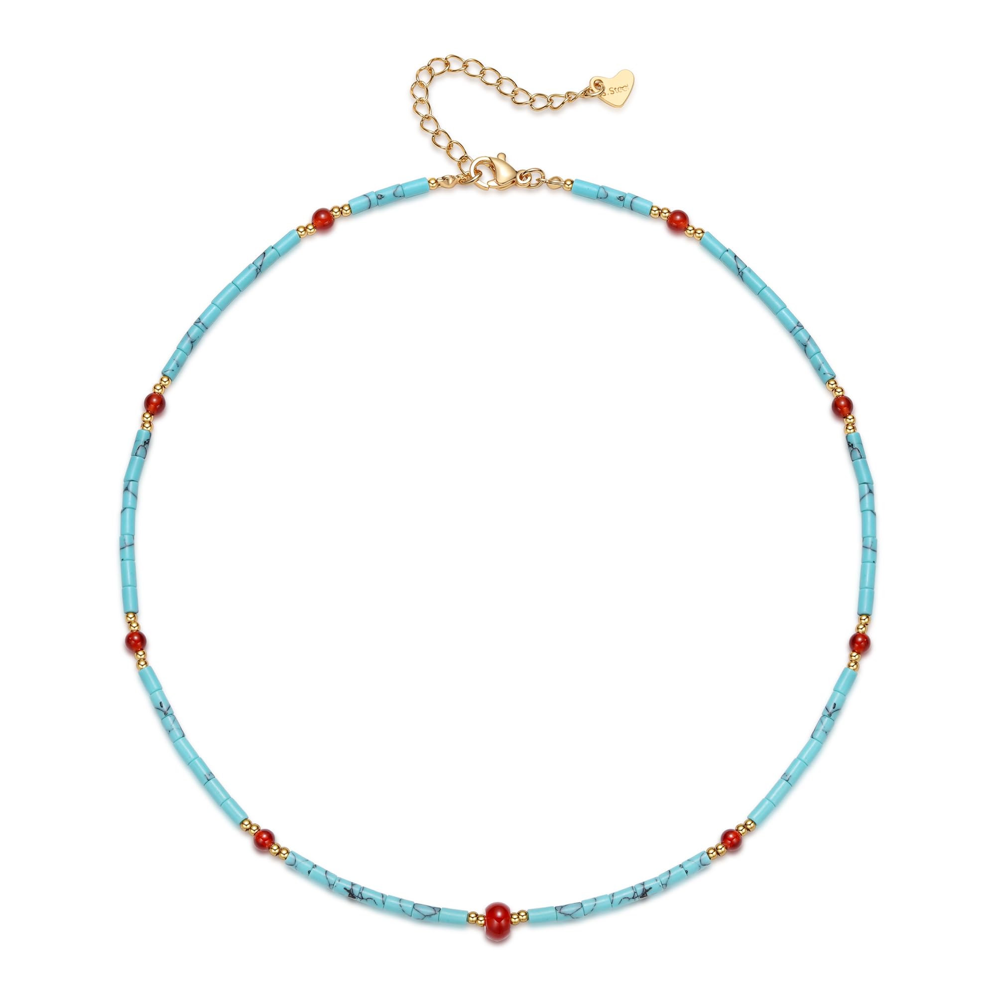 

Turquoise Onyx Necklace for Handmade Summer Beaded Natural Stone Jewelry [Stjarna] Women, Choker, Necklace,