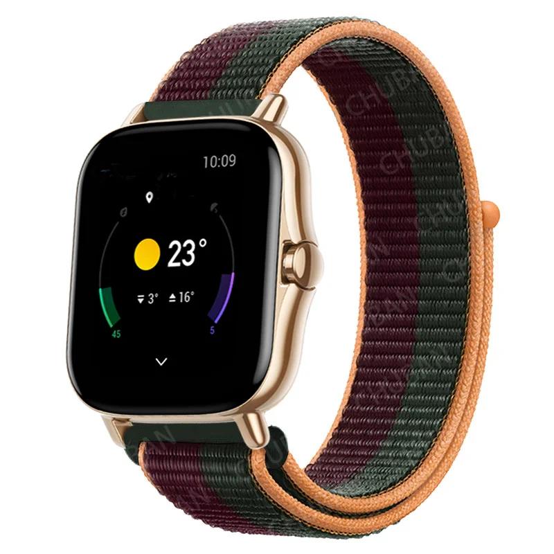 20mm/22mm Nylon Loop watch band For Amazfit GTS/4/2e/3/GTS2 Mini/GTR 4/3 pro/47mm/GTR2/2e/stratos Bracelet Amazfit bip-u strap